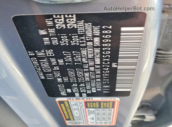 5XYRG4JCXSG389682 2025 KIA SORENTO Gray VIN კოდის სტიკერის ხედი