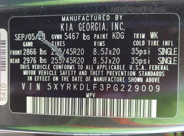5XYRKDLF3PG229009 2023 KIA SORENTO Gray 
