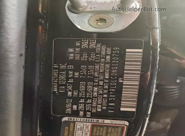 5XYRLDLC0NG130759 2022 KIA SORENTO Black Widok naklejki z numerem VIN