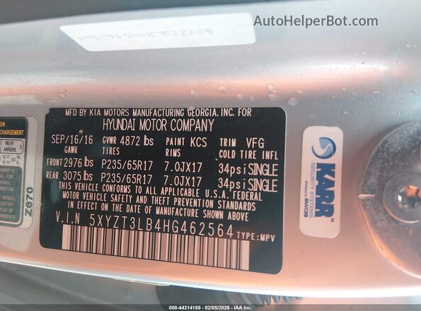 5XYZT3LB4HG462564 2017 HYUNDAI SANTA FE SPORT Silver ძრავის განყოფილების ხედი