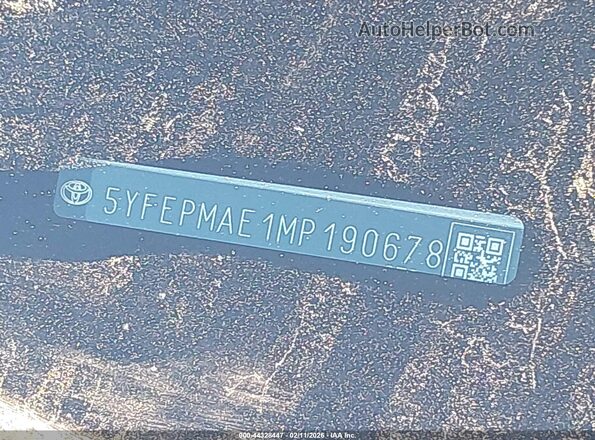 5YFEPMAE1MP190678 2021 TOYOTA LL Silver Widok komory silnika