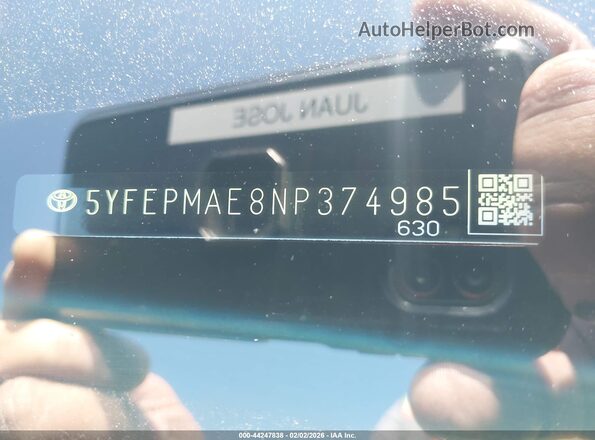 5YFEPMAE8NP374985 2022 TOYOTA LL Maroon 