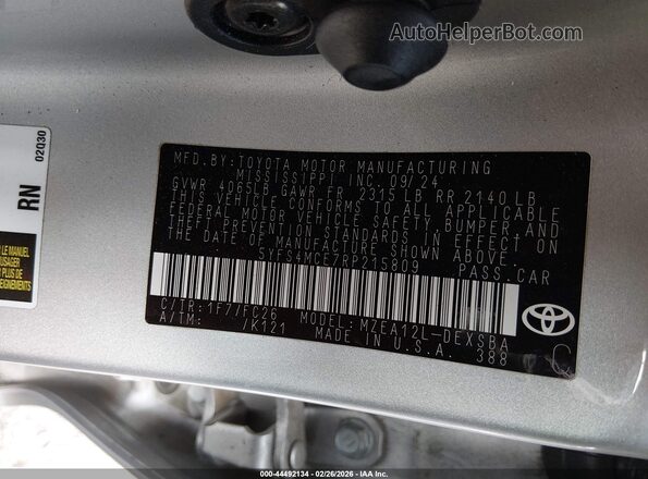 5YFS4MCE7RP215809 2024 TOYOTA LL Silver Вид підкапотного простору