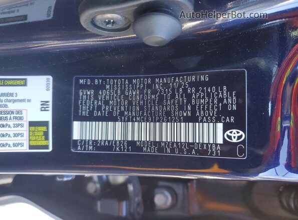 5YFT4MCE9TP261251 2026 TOYOTA LL Blue 