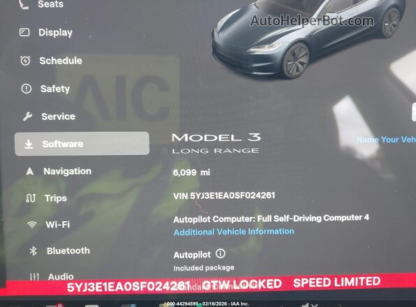 5YJ3E1EA0SF024261 2025 TESLA MODEL 3 Gray Vista de los asientos traseros