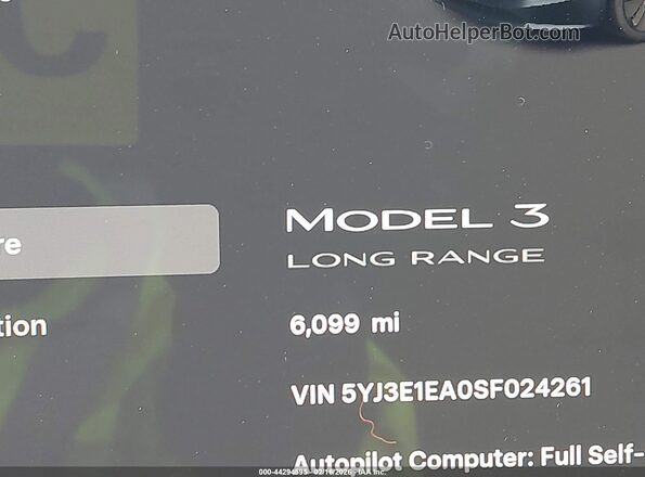 5YJ3E1EA0SF024261 2025 TESLA MODEL 3 Gray 