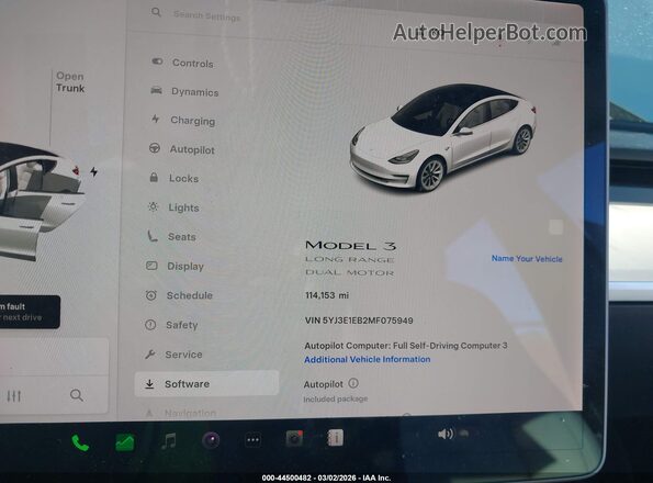 5YJ3E1EB2MF075949 2021 TESLA MODEL 3 White 