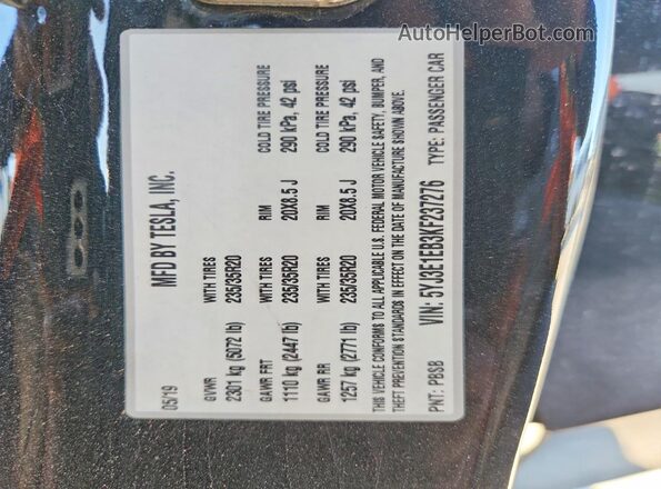 5YJ3E1EB3KF237276 2019 TESLA MODEL Black 
