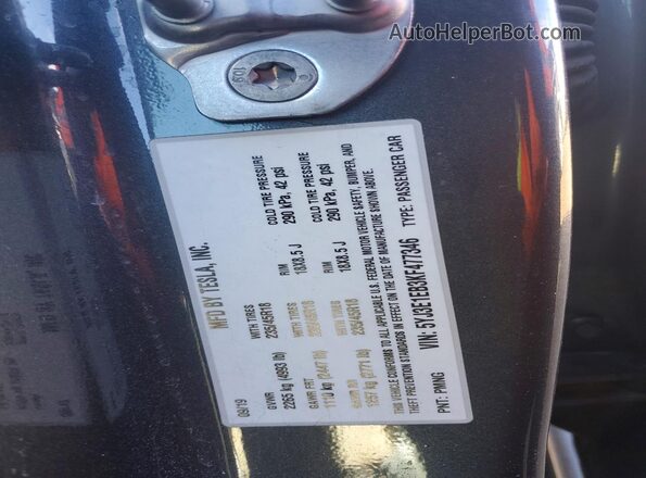 5YJ3E1EB3KF477346 2019 TESLA MODEL Gray 