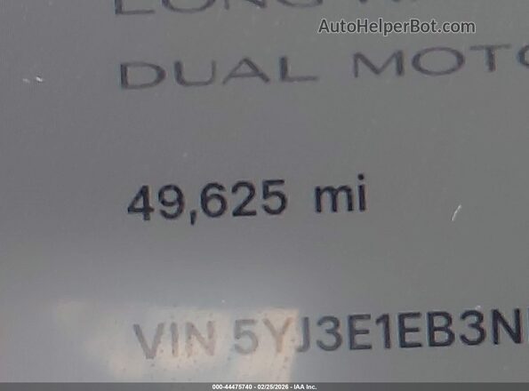 5YJ3E1EB3NF307797 2022 TESLA MODEL 3 White 