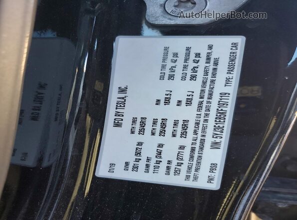 5YJ3E1EB5KF197119 2019 TESLA MODEL Черный 