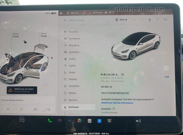 5YJ3E1EB7MF926739 2021 TESLA MODEL 3 White 