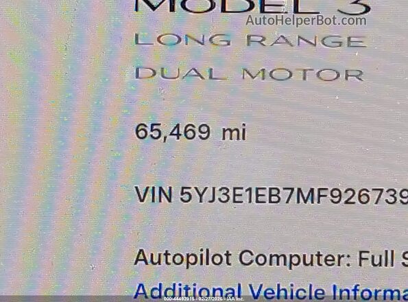 5YJ3E1EB7MF926739 2021 TESLA MODEL 3 White 