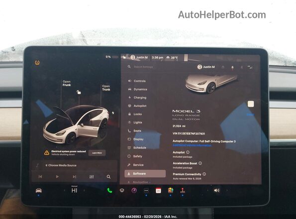 5YJ3E1EB7NF207931 2022 TESLA MODEL 3 Белый 