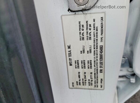 5YJ3E1EB8KF454063 2019 TESLA MODEL White 