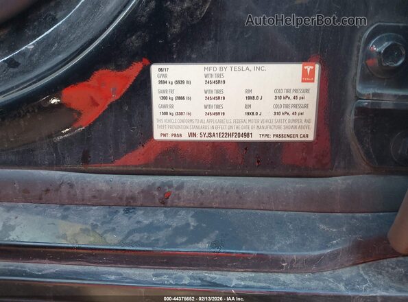 5YJSA1E22HF204981 2017 TESLA MODEL S Белый Вид подкапотного пространства