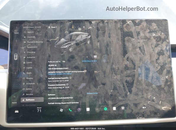 5YJSA1E55NF473367 2022 TESLA MODEL S Black 