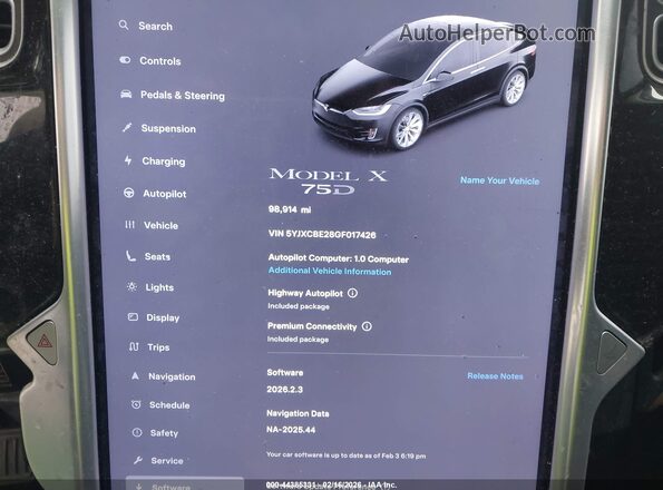 5YJXCBE28GF017426 2016 TESLA MODEL X Black Вид задніх сидінь