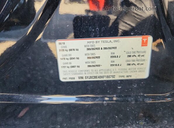 5YJXCBE48KF186792 2019 TESLA MODEL Черный 