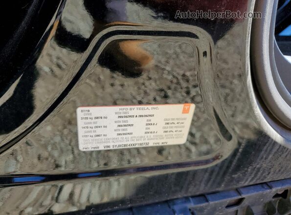 5YJXCBE4XKF190732 2019 TESLA MODEL Черный Вид наклейки с VIN-кодом