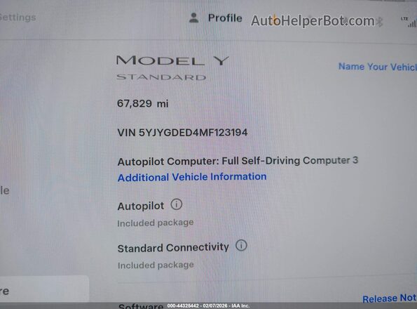 5YJYGDED4MF123194 2021 TESLA MODEL Y Black 