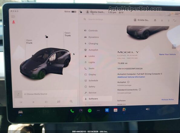 5YJYGDEE0MF258326 2021 TESLA MODEL Y Gray 