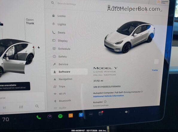 5YJYGDEE2LF059650 2020 TESLA MODEL Y White Vista de los asientos traseros