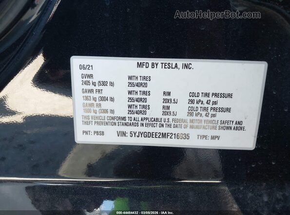 5YJYGDEE2MF216935 2021 TESLA MODEL Y Black 