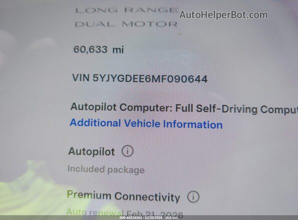 5YJYGDEE6MF090644 2021 TESLA MODEL Y Белый 