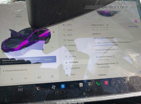 5YJYGDEE6MF231468 2021 TESLA MODEL Y White Widok tylnych siedzeń