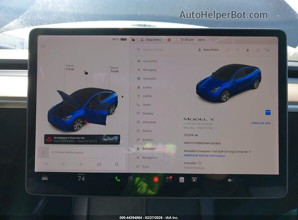 5YJYGDEE6MF305455 2021 TESLA MODEL Y Blue 