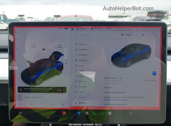 5YJYGDEE8LF021033 2020 TESLA MODEL Y Blue Vista de los asientos traseros
