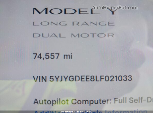 5YJYGDEE8LF021033 2020 TESLA MODEL Y Blue 