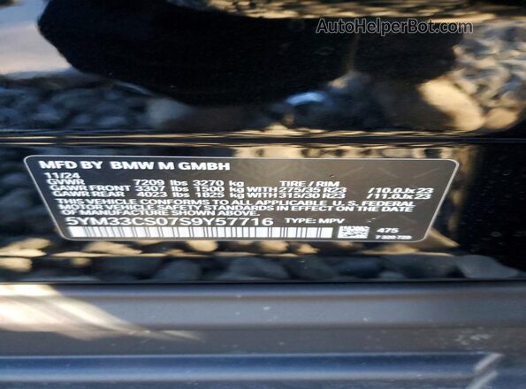 5YM33CS07S9Y57716 2025 BMW XM Black Вид наклейки з VIN-кодом