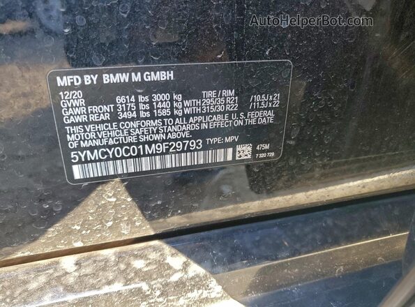 5YMCY0C01M9F29793 2021 BMW X6 Black Widok komory silnika