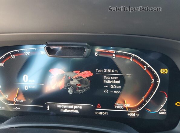 5YMCY0C06M9G43188 2021 BMW X6 Black Սարքավորումների վահանակի տեսք