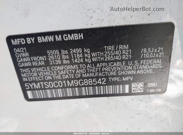 5YMTS0C01M9G88542 2021 BMW X3 White 