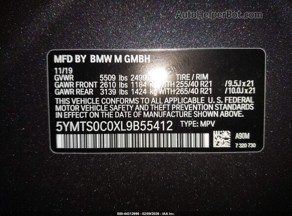 5YMTS0C0XL9B55412 2020 BMW X3 Gray Engine compartment view