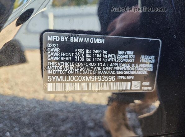 5YMUJ0C0XM9F93596 2021 BMW X4 Black 