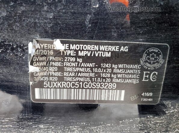 5UXKR0C51G0S93289 2016 BMW X5 Blue 