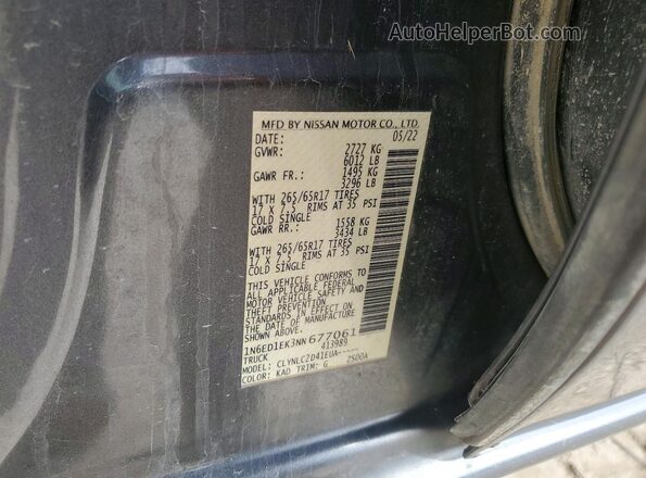 1N6ED1EK3NN677061 2022 NISSAN FRONTIER Серый Вид наклейки с VIN-кодом