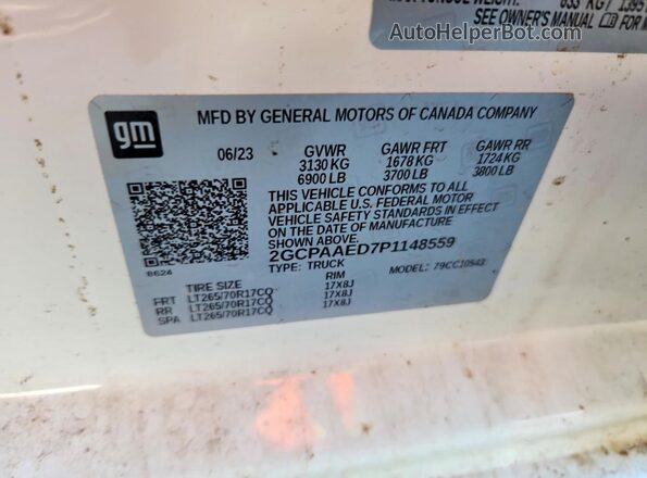 2GCPAAED7P1148559 2023 CHEVROLET SILVERADO White 