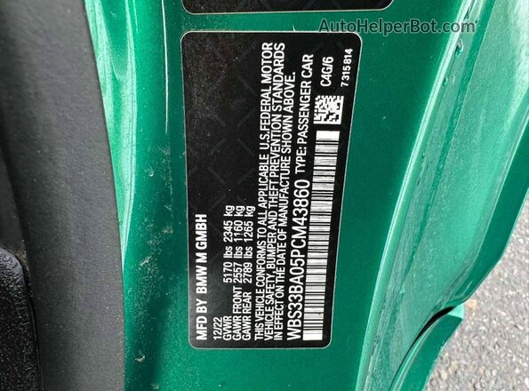 WBS33BA05PCM43860 2023 BMW M4 Зеленый Вид задней части салона