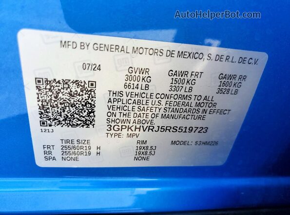 3GPKHVRJ5RS519723 2024 HONDA PROLOGUE Синий 