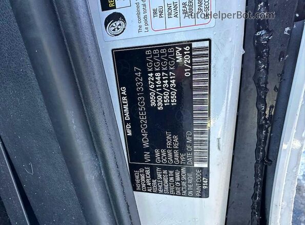 WD4PG2EE5G3133247 2016 MERCEDES-BENZ METRIS White Вид задньої частини салону