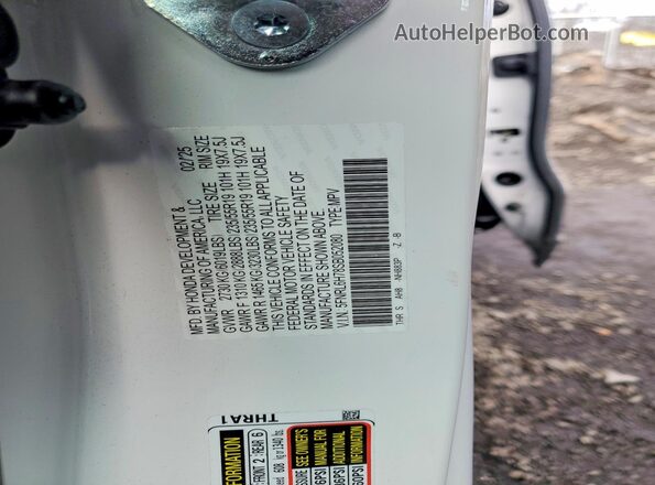 5FNRL6H78SB052080 2025 HONDA ODYSSEY White Vista de la etiqueta del VIN