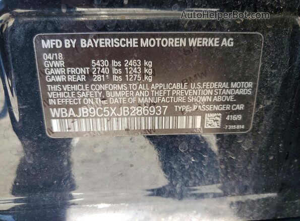 WBAJB9C5XJB286937 2018 BMW M5 Black 