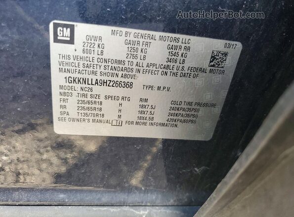 1GKKNLLA9HZ266368 2017 GMC ACADIA Blue 