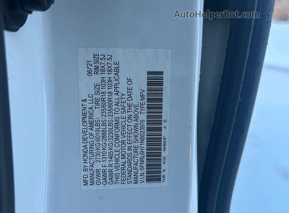 5FNRL6H71NB023976 2022 HONDA ODYSSEY Белый 