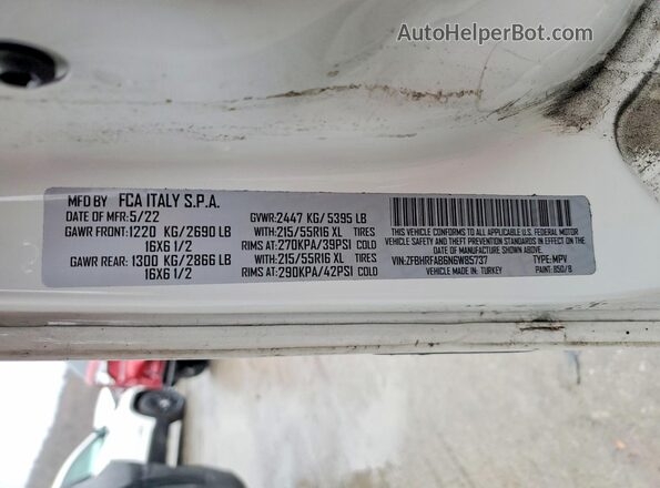 ZFBHRFAB6N6W85737 2022 RAM ALL MODELS White 